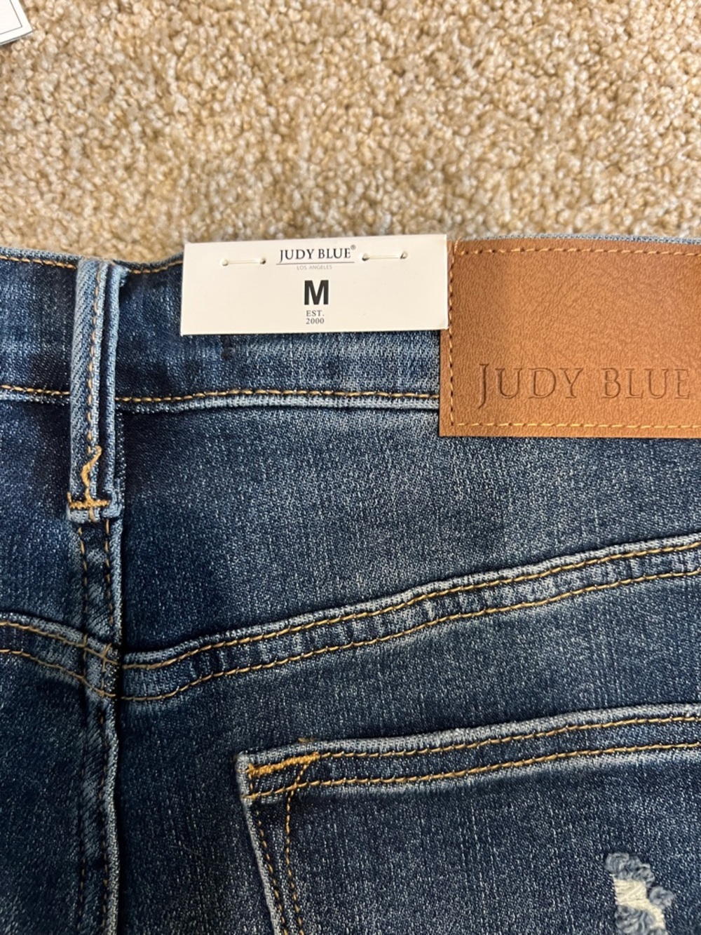 Judy Blue Dark Indigo Distressed Denim Bermuda Shorts - Picture 3 of 4